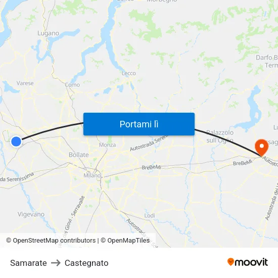 Samarate to Castegnato map
