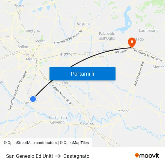 San Genesio Ed Uniti to Castegnato map