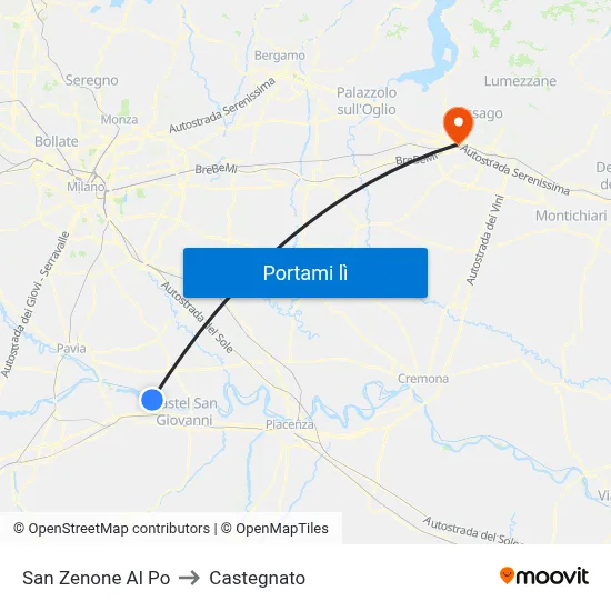 San Zenone Al Po to Castegnato map