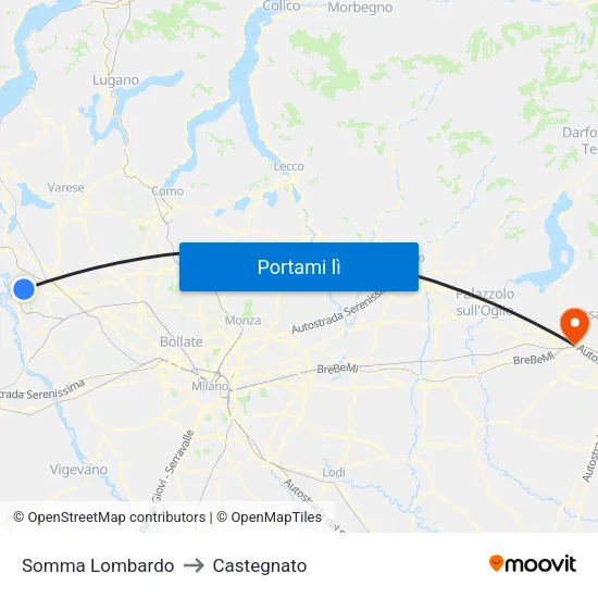 Somma Lombardo to Castegnato map