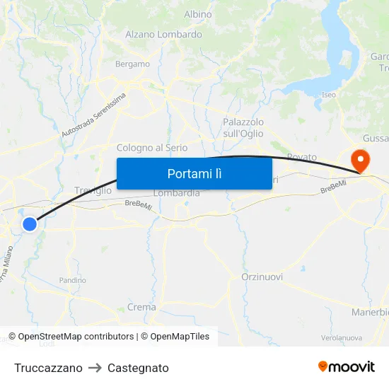 Truccazzano to Castegnato map