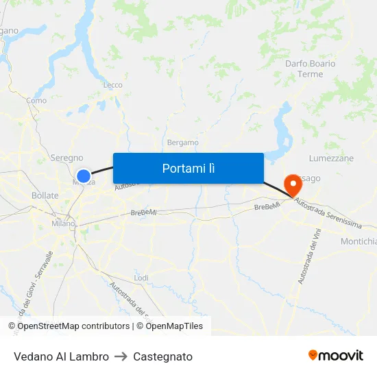 Vedano Al Lambro to Castegnato map