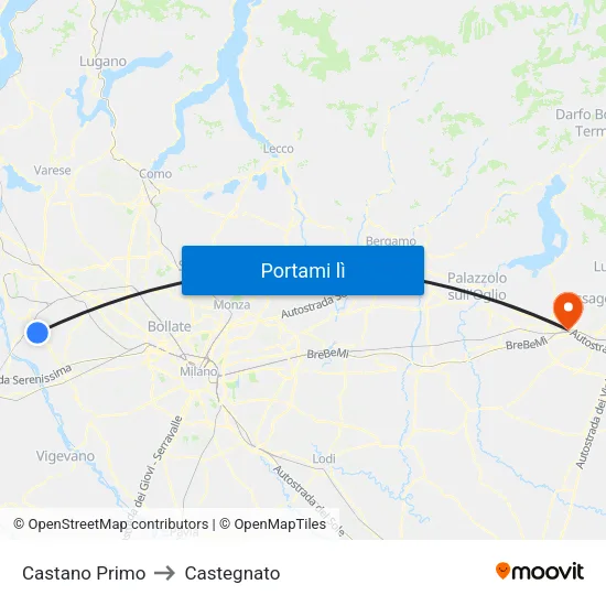 Castano Primo to Castegnato map