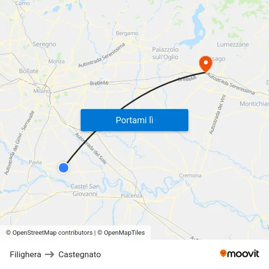 Filighera to Castegnato map