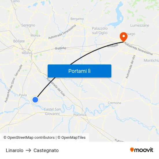 Linarolo to Castegnato map