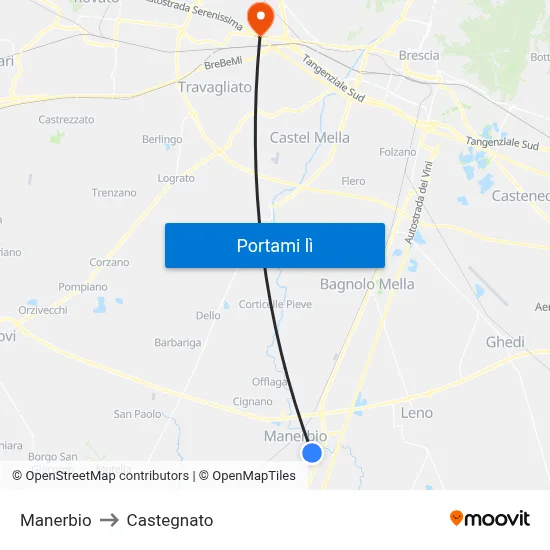 Manerbio to Castegnato map