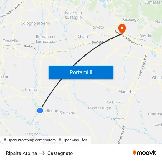 Ripalta Arpina to Castegnato map