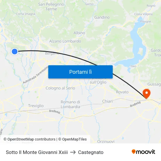 Sotto Il Monte Giovanni Xxiii to Castegnato map