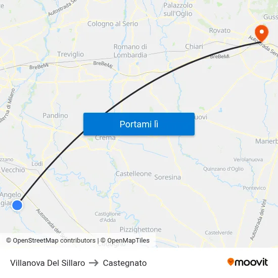 Villanova Del Sillaro to Castegnato map