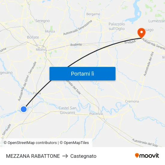 MEZZANA RABATTONE to Castegnato map