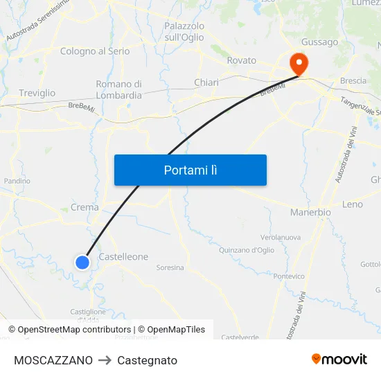 MOSCAZZANO to Castegnato map