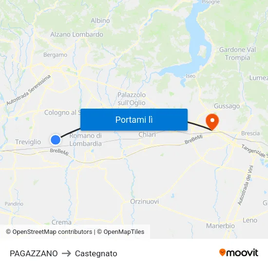 PAGAZZANO to Castegnato map