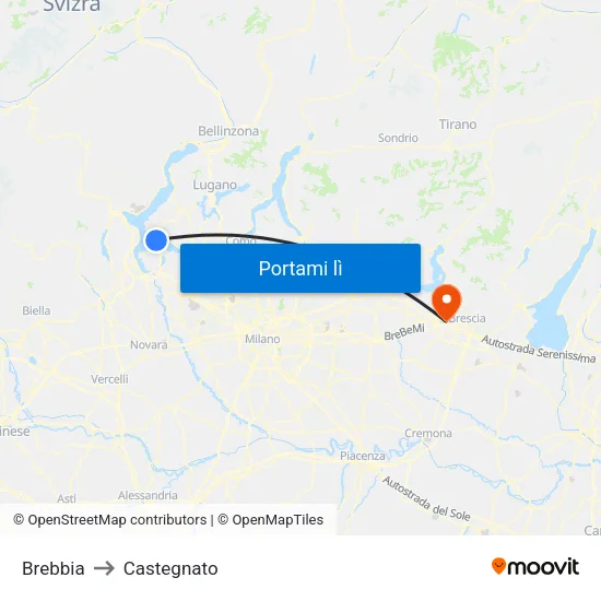 Brebbia to Castegnato map