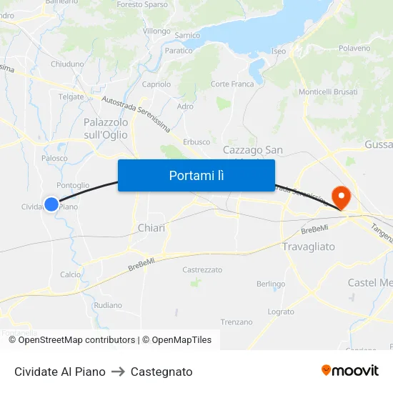 Cividate Al Piano to Castegnato map