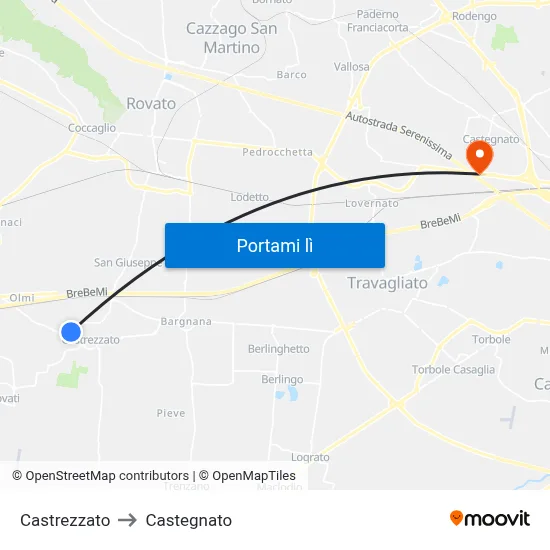 Castrezzato to Castegnato map