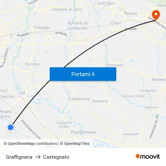 Graffignana to Castegnato map
