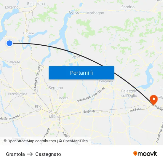 Grantola to Castegnato map