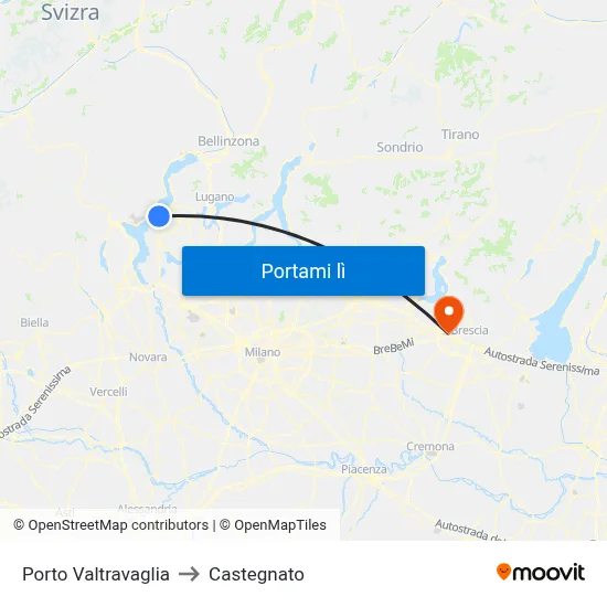 Porto Valtravaglia to Castegnato map