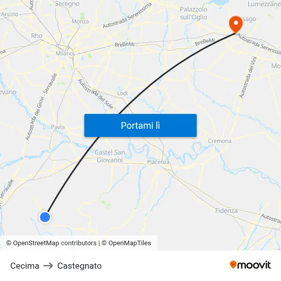 Cecima to Castegnato map