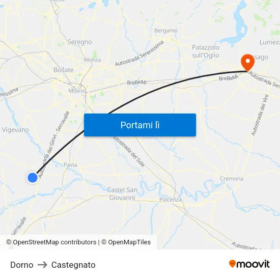 Dorno to Castegnato map