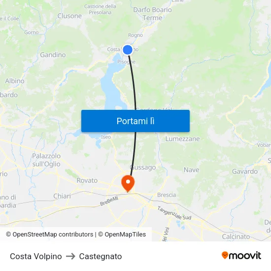Costa Volpino to Castegnato map