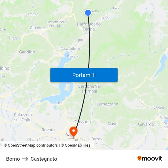 Borno to Castegnato map