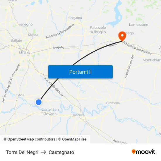 Torre De' Negri to Castegnato map