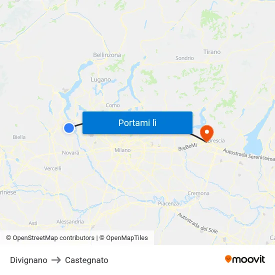 Divignano to Castegnato map