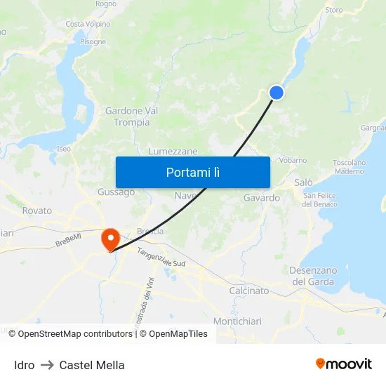 Idro to Castel Mella map