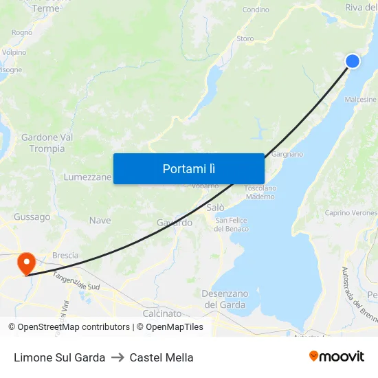Limone Sul Garda to Castel Mella map