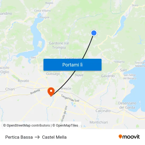 Pertica Bassa to Castel Mella map