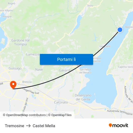 Tremosine to Castel Mella map
