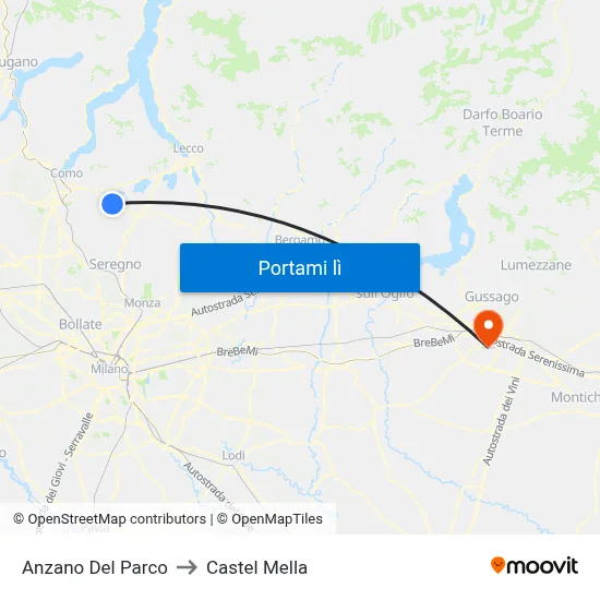 Anzano Del Parco to Castel Mella map