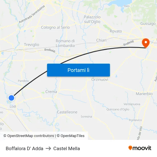 Boffalora D' Adda to Castel Mella map