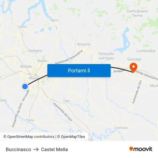 Buccinasco to Castel Mella map