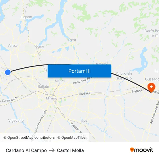 Cardano Al Campo to Castel Mella map