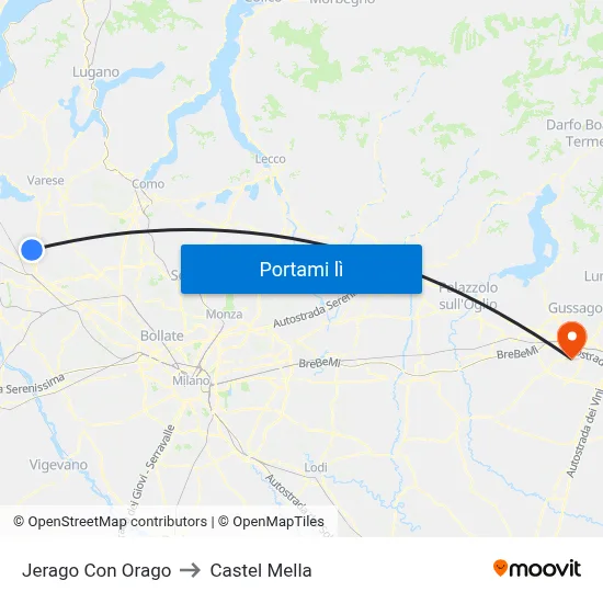 Jerago Con Orago to Castel Mella map