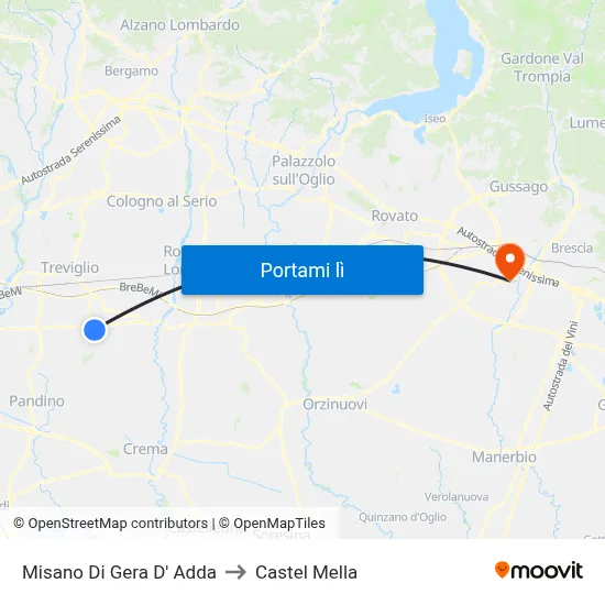Misano Di Gera D' Adda to Castel Mella map