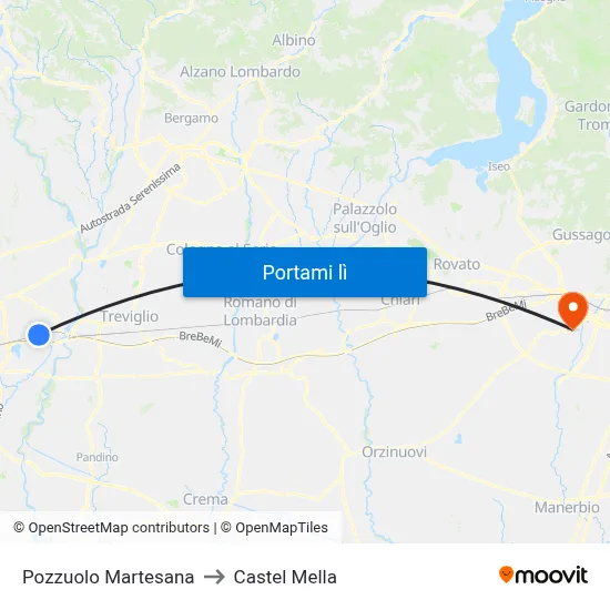 Pozzuolo Martesana to Castel Mella map