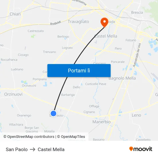 San Paolo to Castel Mella map