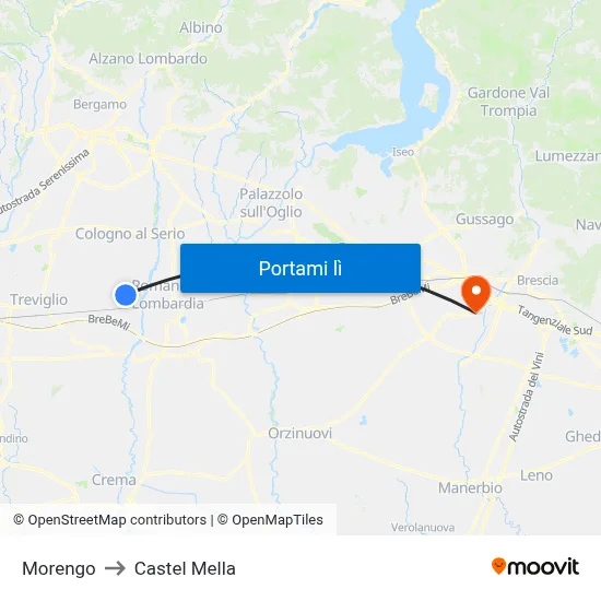 Morengo to Castel Mella map