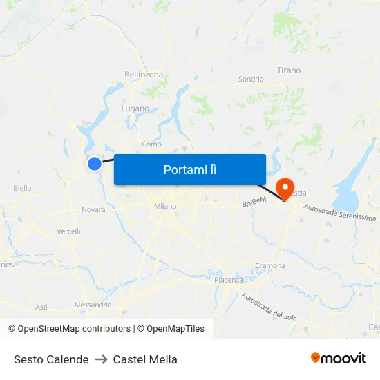 Sesto Calende to Castel Mella map