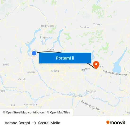 Varano Borghi to Castel Mella map