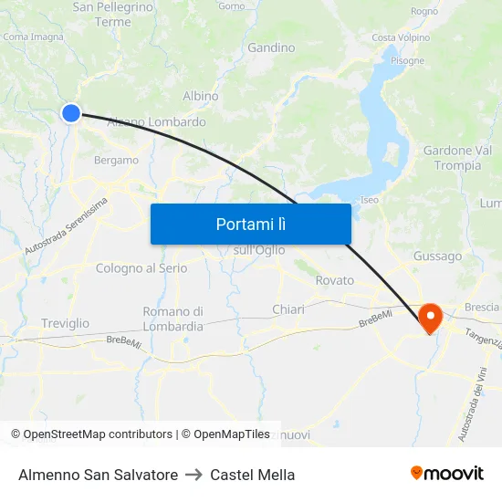 Almenno San Salvatore to Castel Mella map