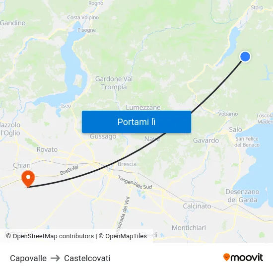Capovalle to Castelcovati map