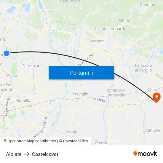 Albiate to Castelcovati map