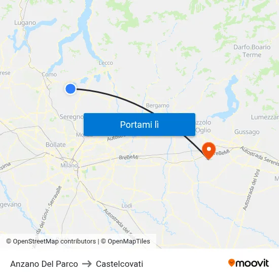 Anzano Del Parco to Castelcovati map
