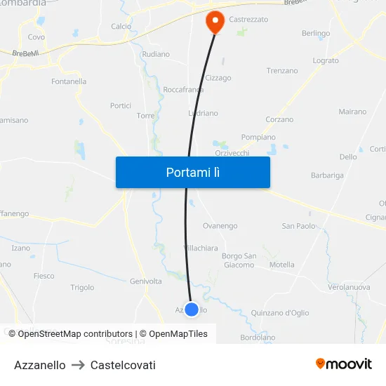 Azzanello to Castelcovati map
