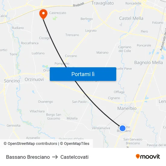 Bassano Bresciano to Castelcovati map