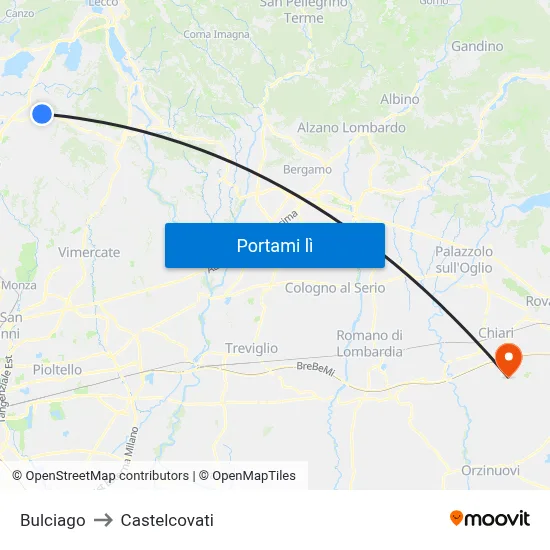 Bulciago to Castelcovati map